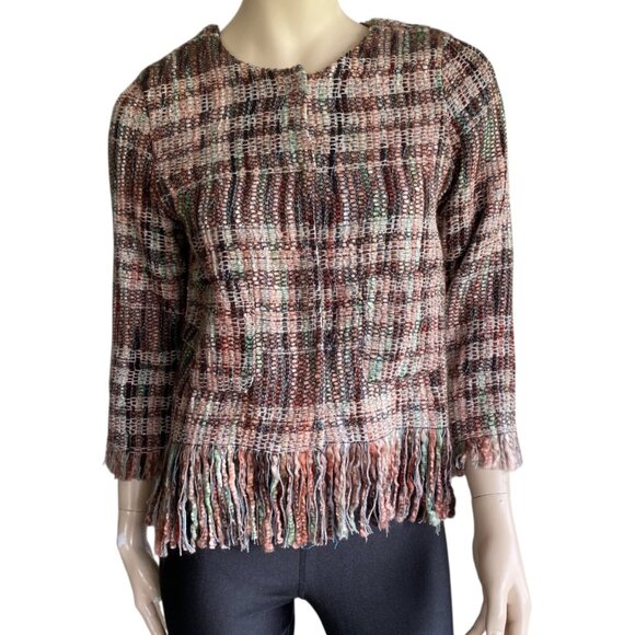 Anthropologie Fringe Academy Blazer Multi Tweed NWT S/M - Picture 2 of 16